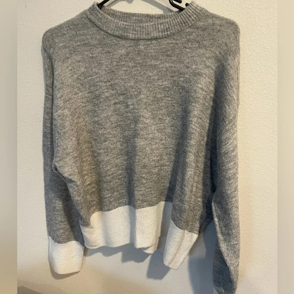 H&M gray striped pullover sweater wool blend size XS - Picture 2 of 6